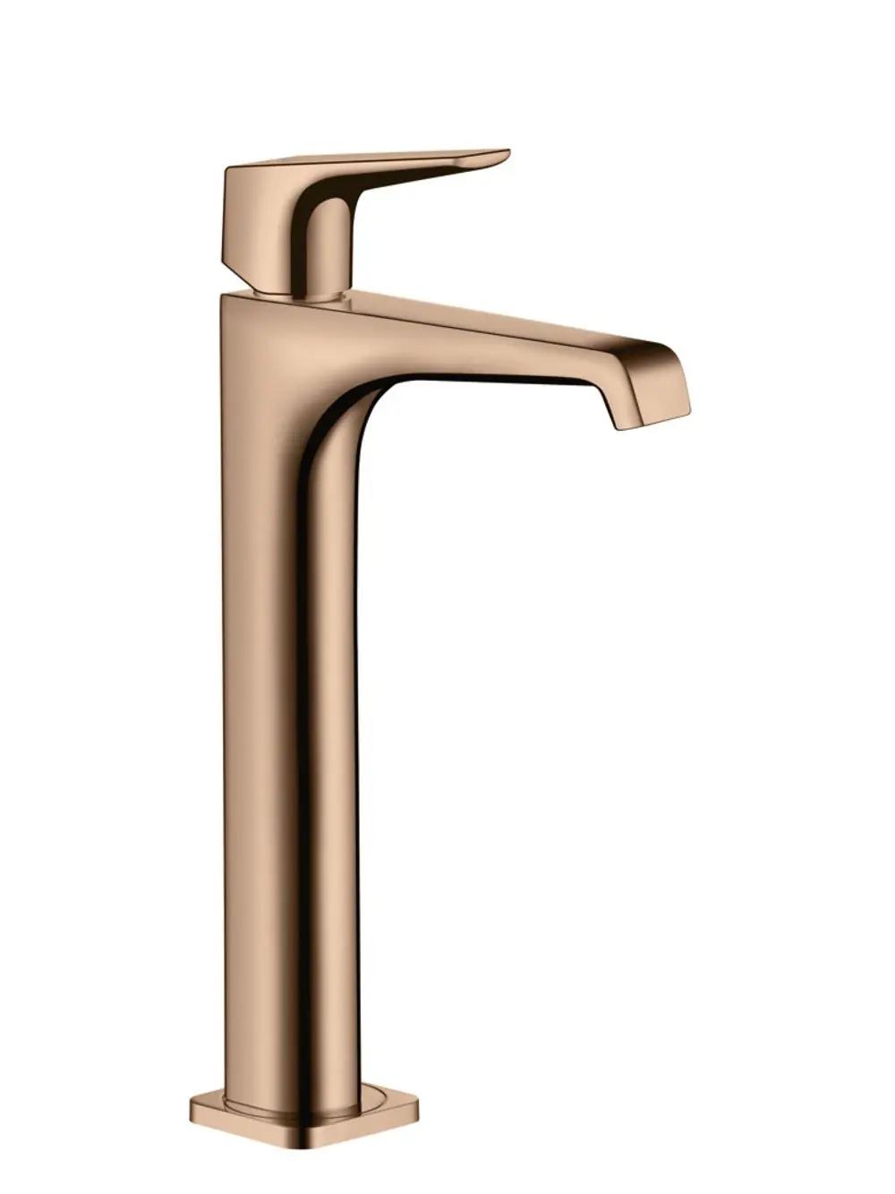 Einzelner Waschtischmischer aus poliertem Rotgold mit Hebelgriff, geeignet für Aufsatzwaschtische. Design von AXOR.